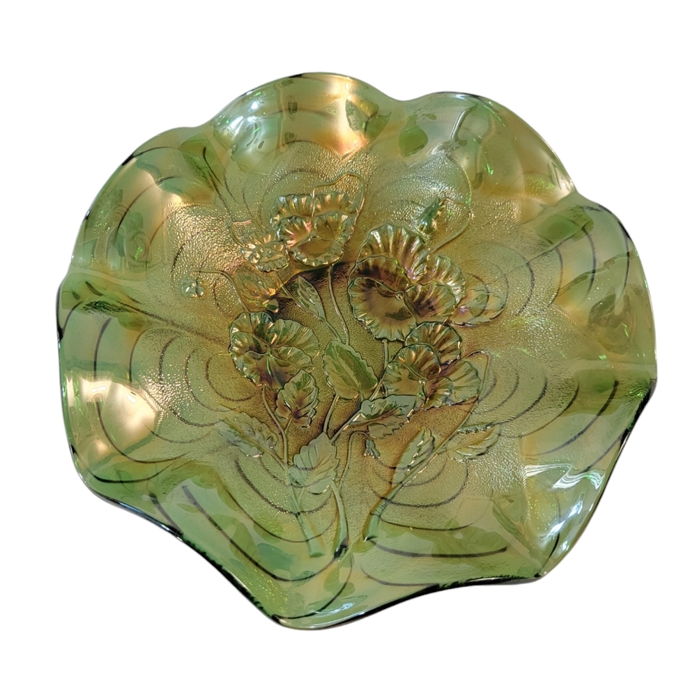 Vintage Imperial Carnival Glass Pansy Bowl
